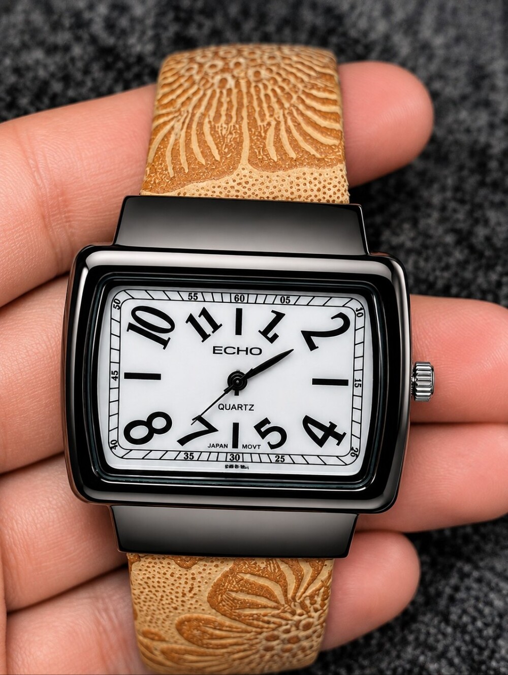 ECHO Vintage Rectangular Quartz Watch Floral Cuff Band Y2K Boho Retro CC